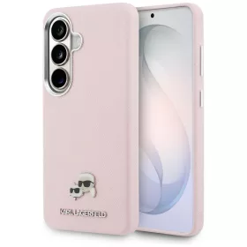   Karl Lagerfeld Saffiano KC Metal Logo Samsung Galaxy S26 mágneses tok, MagSafe, rózsaszín