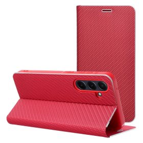   Luna Book Carbon Xiaomi Redmi Note 15 / Poco M8 5G flip tok kártyatartóval, piros