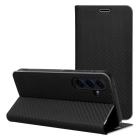   Luna Book Carbon Xiaomi Redmi Note 15 / Poco M8 5G flip tok kártyatartóval, fekete