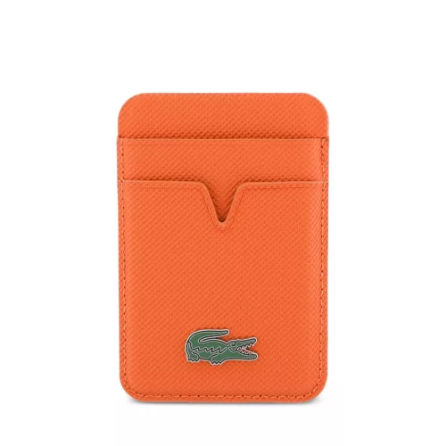 Lacoste PU Iconic Petit Pique mágneses kártyatartó, MagSafe, narancs