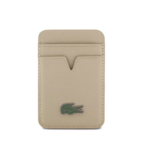 Lacoste PU Iconic Petit Pique mágneses kártyatartó, MagSafe, bézs
