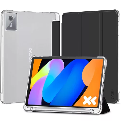 Tech-Protect SC Pen Hybrid Lenovo Idea Tab 11" / K11 2.gen oldalra nyíló, kitámasztható mappa tok, fekete-átlátszó