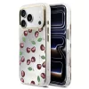 Guess PC/TPU Mirror Glitter Cherry Apple iPhone 17 Pro tok kameravédő peremmel, cseresznye minta