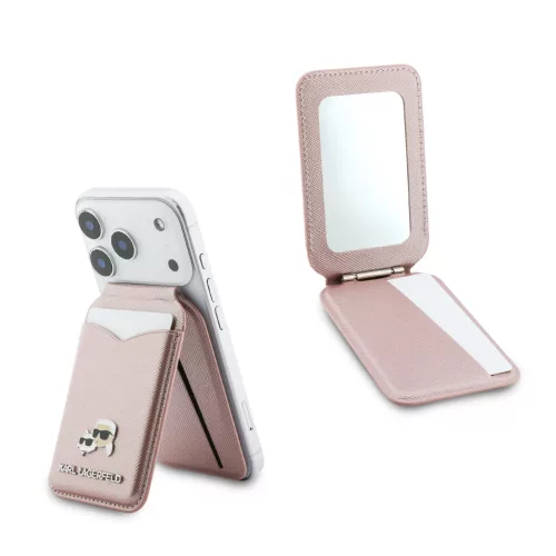 Karl Lagerfeld Mirror mágneses kártyatartó tükörrel, MagSafe, rózsaszín