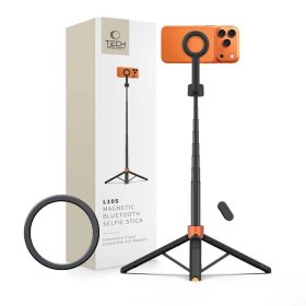   Tech-Protect L10S selfie bot / tripod vezeték nélküli / bluetooth távirányítóval, kompakt, hordozható, fekete-narancs