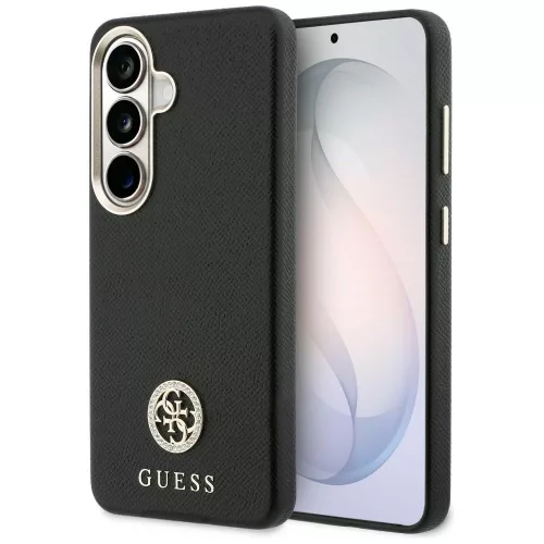 Guess Rhinestone Round Logo Samsung Galaxy S26 mágneses tok, MagSafe, fekete