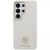 Guess Rhinestone Round Logo Samsung Galaxy S26 Ultra mágneses tok, MagSafe, bézs