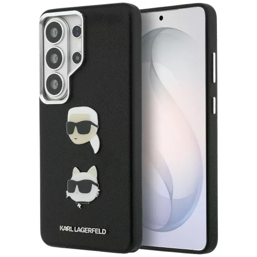Karl Lagerfeld Saffiano Double Heads Metal Samsung Galaxy S26 Ultra tok, fekete
