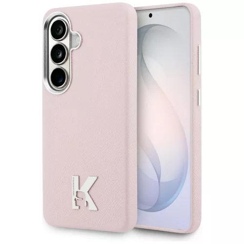 Karl Lagerfeld K Metal Logo Samsung Galaxy S26 mágneses tok, MagSafe, rózsaszín