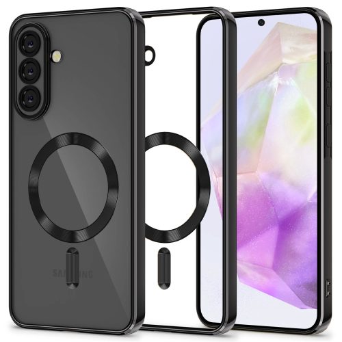 Tech-Protect MagFlex Samsung Galaxy A37 hátlap tok, MagSafe, átlátszó-fekete (fényes)