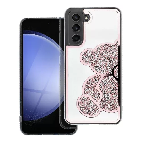 Teddy Bear Samsung Galaxy A37 csillogó köves tok, rózsaszín