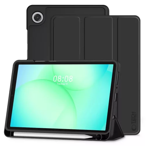 Tech-Protect Sc Pen Samsung Galaxy Tab A9 / A11 oldalra nyíló, kitámasztható mappa tok ceruza tartóval, fekete
