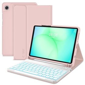   Tech-Protect Sc Pen + Keyboard Samsung Galaxy Tab A11 / Tab A9 oldalra nyíló, kitámasztható mappa tok ceruza tartóval, mágneses rögzítés, billentyűzettel, rózsaszín