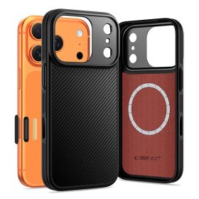   Tech-Protect Kevlar Aramid CC Apple iPhone 17 MagSafe tok, Carbon minta, fekete