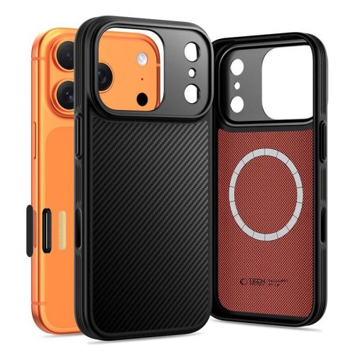 Tech-Protect Kevlar Aramid CC Apple iPhone 17 MagSafe tok, Carbon minta, fekete