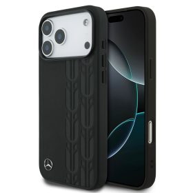   Mercedes Leather Laurel Leaves Stripes Apple iPhone 17 Pro Max MagSafe hátlap tok, kék