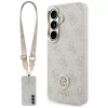 Guess 4G Big Rhinestone Triangle Strap Samsung Galaxy S26 mágneses tok pánttal, MagSafe, rózsaszín