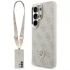 Guess 4G Big Rhinestone Triangle Strap Samsung Galaxy S26 Ultra mágneses tok pánttal, MagSafe, rózsaszín