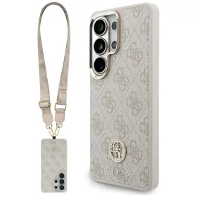   Guess 4G Big Rhinestone Triangle Strap Samsung Galaxy S26 Ultra mágneses tok pánttal, MagSafe, rózsaszín