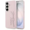 Karl Lagerfeld Grained Signature Metal Resin Logo Samsung Galaxy S26 tok, rózsaszín