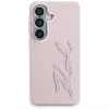 Karl Lagerfeld Grained Signature Metal Resin Logo Samsung Galaxy S26 tok, rózsaszín