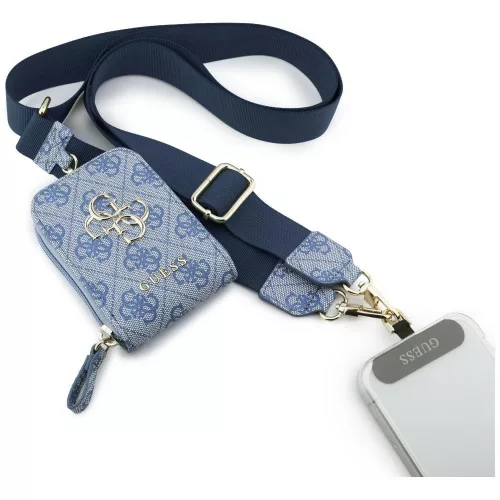 Guess Crossbody Strap PU 4G Metal Logo vállpánt / univerzális pánt pénztárcával, telefonra rögzíthető, kék