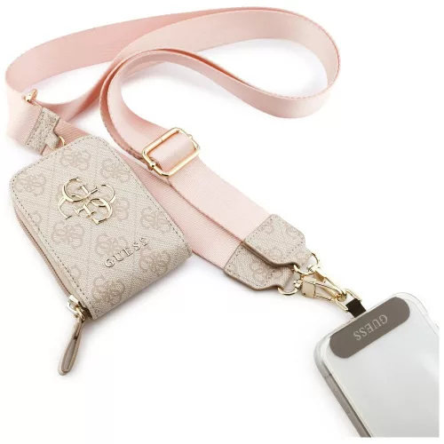 Guess Crossbody Strap PU 4G Metal Logo vállpánt / univerzális pánt pénztárcával, telefonra rögzíthető, rózsaszín