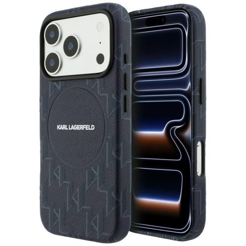 Karl Lagerfeld Monogram logo Apple iPhone 17 Pro MagSafe kompatibilis hátlap tok, kék