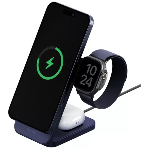 Energea MagTrio 2 3in1 vezeték nélküli wireless töltő, összecsukható, Qi2, 25W, kék