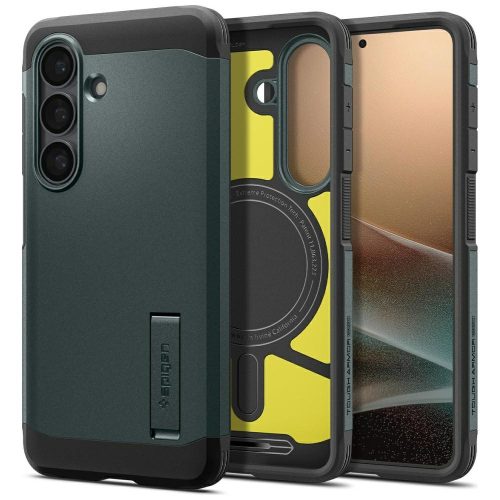 Spigen Tough Armor MagFit Samsung Galaxy S26 tok, MagSafe, Abyss Green, zöld