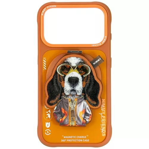 Nimmy Cool & Cute 2.0 Dog Apple iPhone 17 Pro hátlap tok, MagSafe medállal, kutya minta, narancs