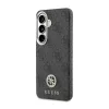 Guess PU Leather 4G Strass Logo Gold Frame Samsung Galaxy S26 mágneses tok, MagSafe, fekete-arany