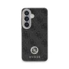 Guess PU Leather 4G Strass Logo Gold Frame Samsung Galaxy S26 mágneses tok, MagSafe, fekete-arany