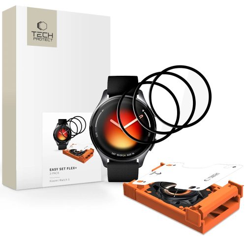 Tech-Protect Easy Set Flex+ Xiaomi Watch 5 tempered glass kijelzővédő fólia csomag (3db)