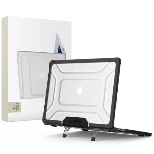 Tech-Protect Smartshell Pro Apple Macbook Air 13 M2-M5 2023-2026 tok megerősített sarokkal, fekete-átlátszó