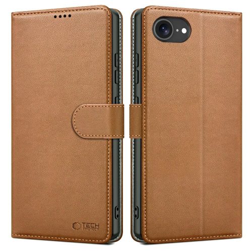 Tech-Protect Wallet Apple iPhone 17e / 16e flip / kinyitható tok, barna