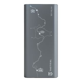   Tactical Squad Battalion USB-C-USB-A Power bank / külső akkumulátor kijelzővel, 20000mAh, 65W, térkép minta, ezüst