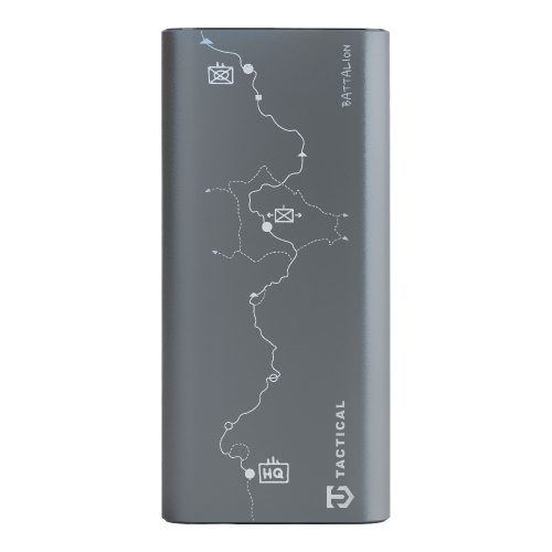 Tactical Squad Battalion USB-C-USB-A Power bank / külső akkumulátor kijelzővel, 20000mAh, 65W, térkép minta, ezüst