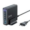 Tech-Protect DC240W 6 portos asztali töltő adapter, USB-C-USB-A, GaN, PD, QC3.0, 240W, fekete