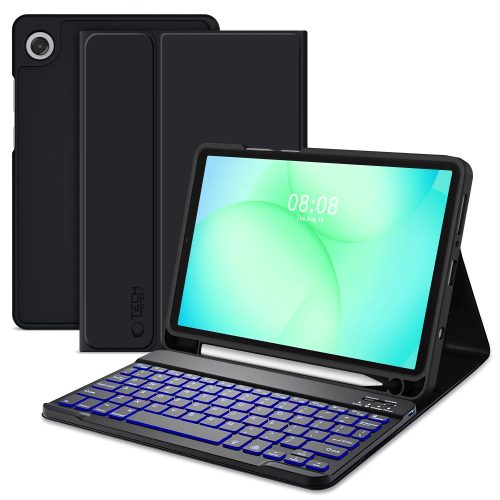 Tech-Protect Sc Pen + Keyboard Samsung Galaxy Tab A11 / Tab A9 oldalra nyíló, kitámasztható mappa tok ceruza tartóval, mágneses rögzítés, billentyűzettel, fekete