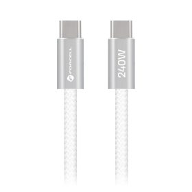   Forcell F-Energy CCFN23 USB-C-USB-C töltő-és adatkábel, QC4.0, PD 5A, 240W, 1,2m, fehér