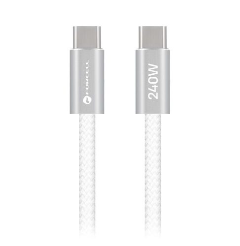 Forcell F-Energy CCFN23 USB-C-USB-C töltő-és adatkábel, QC4.0, PD 5A, 240W, 1,2m, fehér