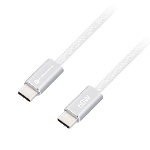 Forcell F-Energy CCFN23 USB-C-USB-C töltő-és adatkábel, QC4.0, PD 3A, 60W, 1,2m, fehér