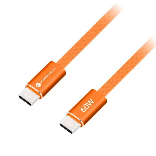 Forcell F-Energy CCFN23 USB-C-USB-C töltő-és adatkábel, QC4.0, PD 3A, 60W, 1,2m, narancs