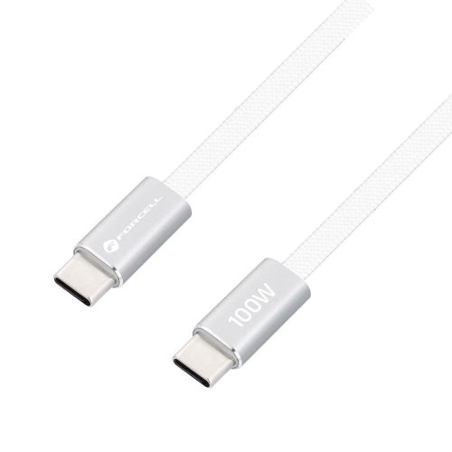 Forcell F-Energy CCFN23 USB-C-USB-C töltő-és adatkábel, QC4.0, PD 3A, 100W, 1,2m, fehér