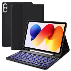   Tech-Protect SC Pen Xiaomi Redmi Pad 2 Pro (12.1) / Xiaomi Poco Pad M1 (12.1) oldalra nyíló, kitámasztható mappa tok ceruza tartóval, mágneses rögzítés, billentyűzettel, fekete