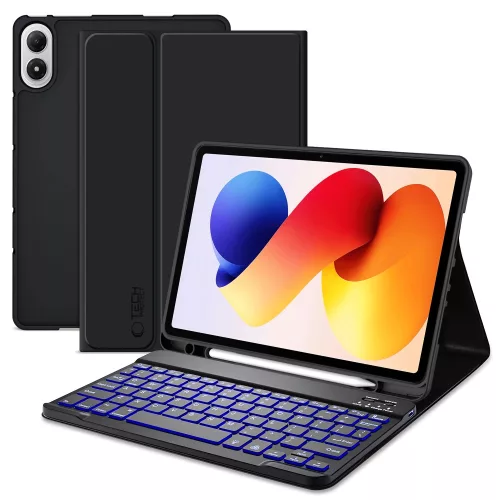 Tech-Protect SC Pen Xiaomi Redmi Pad 2 Pro (12.1) / Xiaomi Poco Pad M1 (12.1) oldalra nyíló, kitámasztható mappa tok ceruza tartóval, mágneses rögzítés, billentyűzettel, fekete