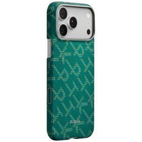   Pitaka Ultra-Slim Monogram Apple iPhone 17 Pro hátlap tok, MagSafe, zöld