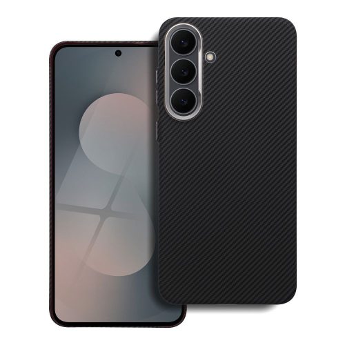 Kevlar Samsung Galaxy A36 MagSafe tok kameravédő peremmel, fekete-ezüst