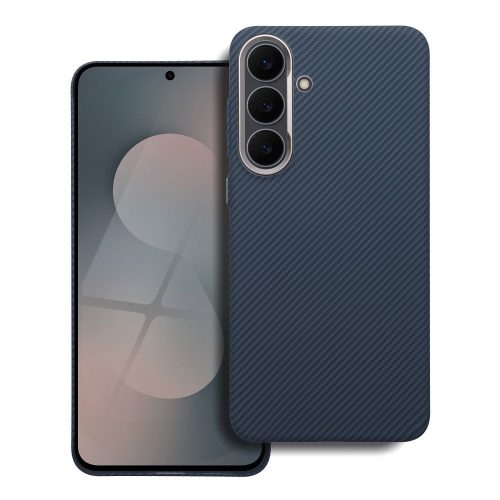 Kevlar Samsung Galaxy A57 MagSafe tok kameravédő peremmel, kék-ezüst